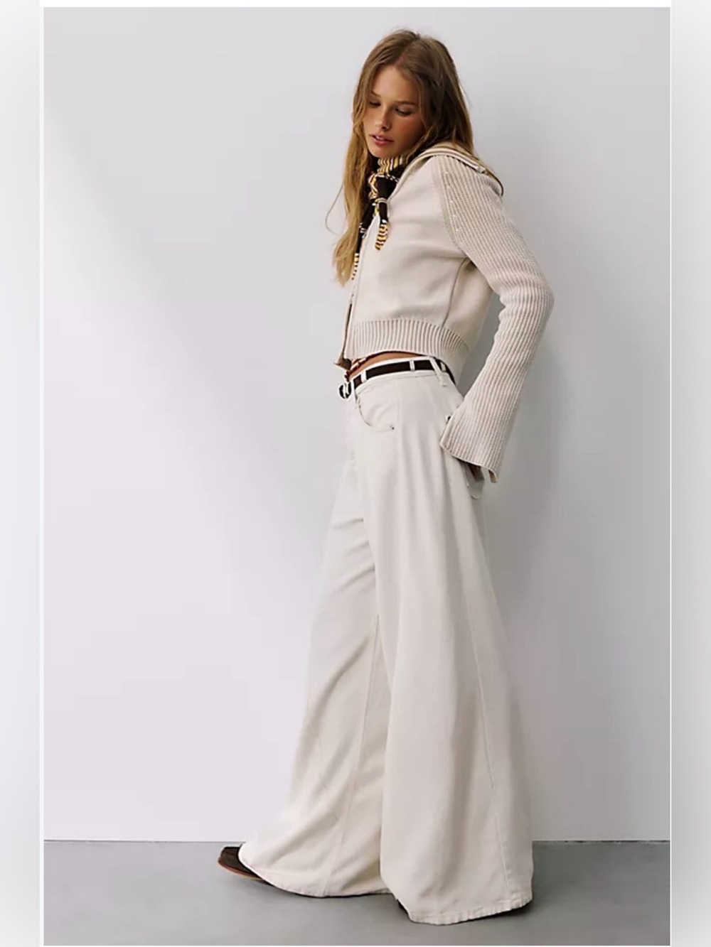We The Free Cream High-Rise Wide Leg Pants